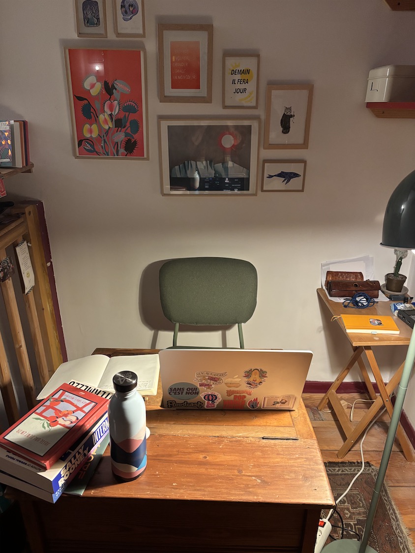 Mon bureau pour l’atelier de cette semaine.